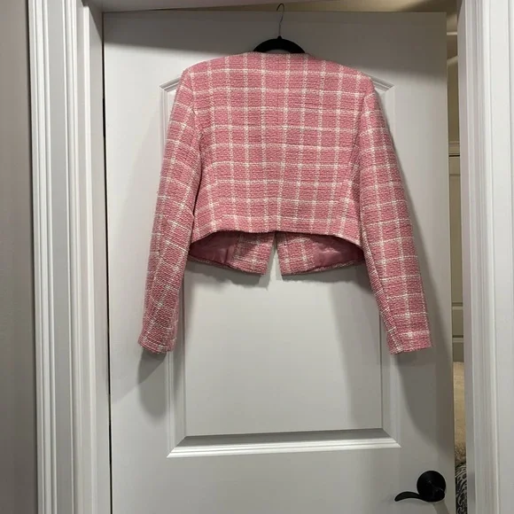 Rachel Zoe NWT Pink and White Tweed Blazer size Medium - Picture 2 of 8